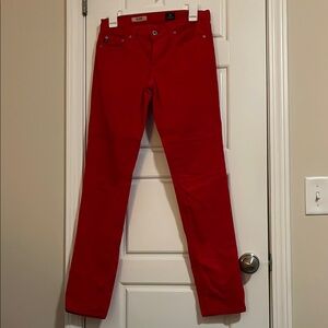 AG Adriano Goldschmied Red Cigarette Leg Jeans
